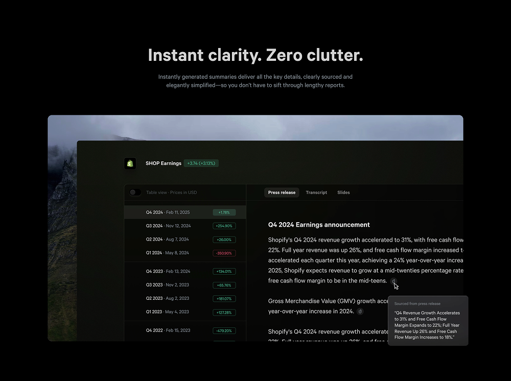 Features · Fey Earnings