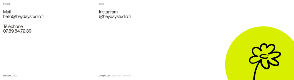 Footer, Contacts · Heyday Studio