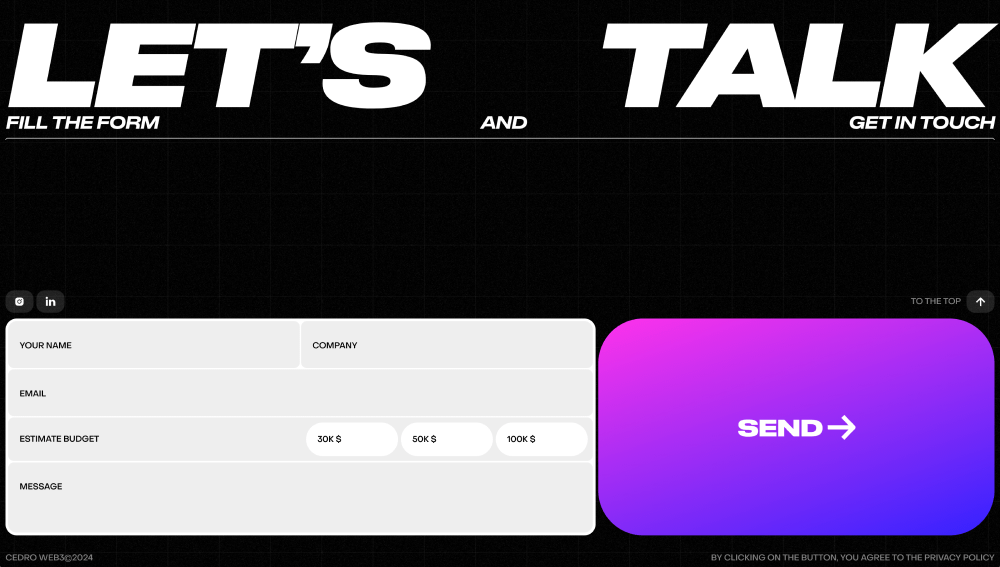 Footer, Contacts · CEDRO Web3