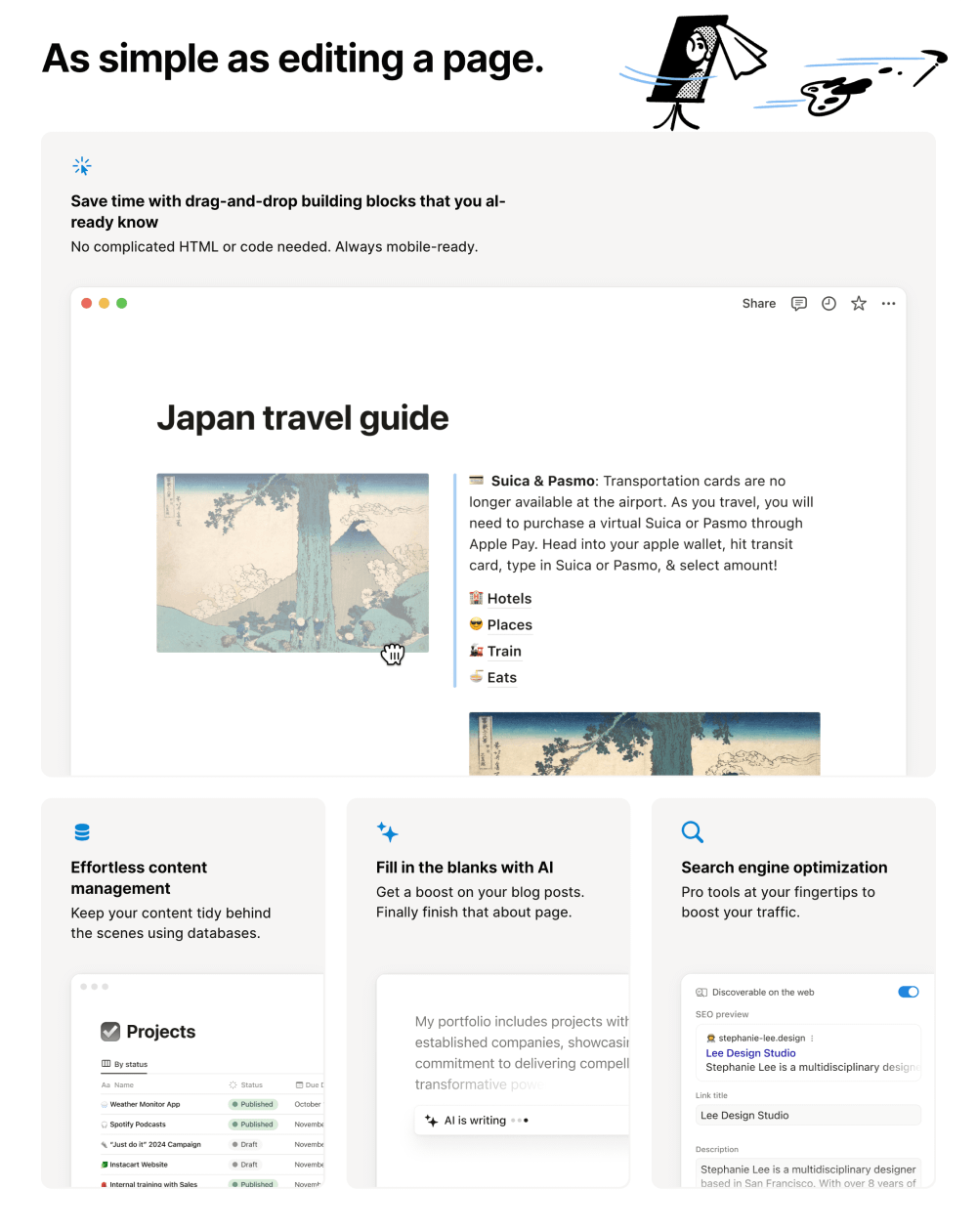 Features, Bento · Notion Sites