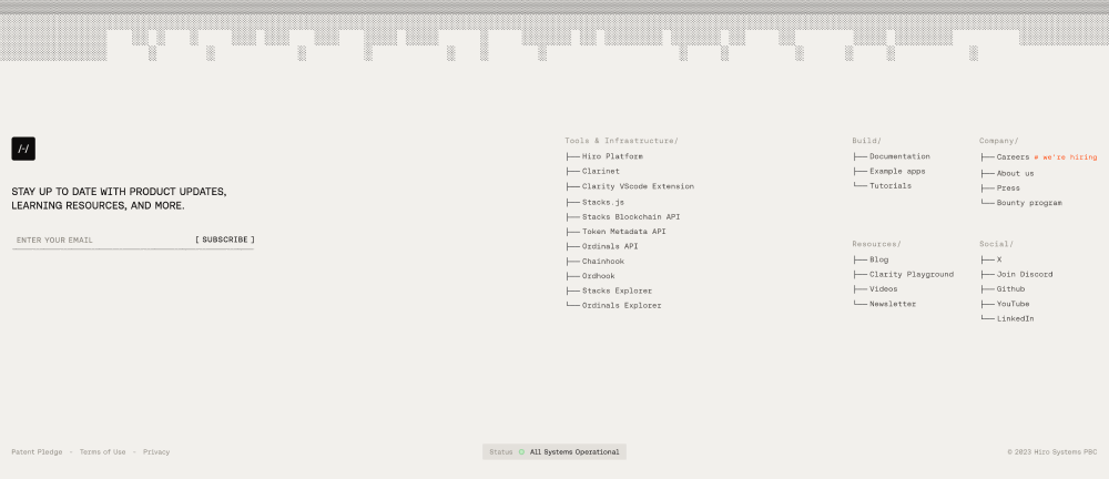 Footer · Hiro Platform