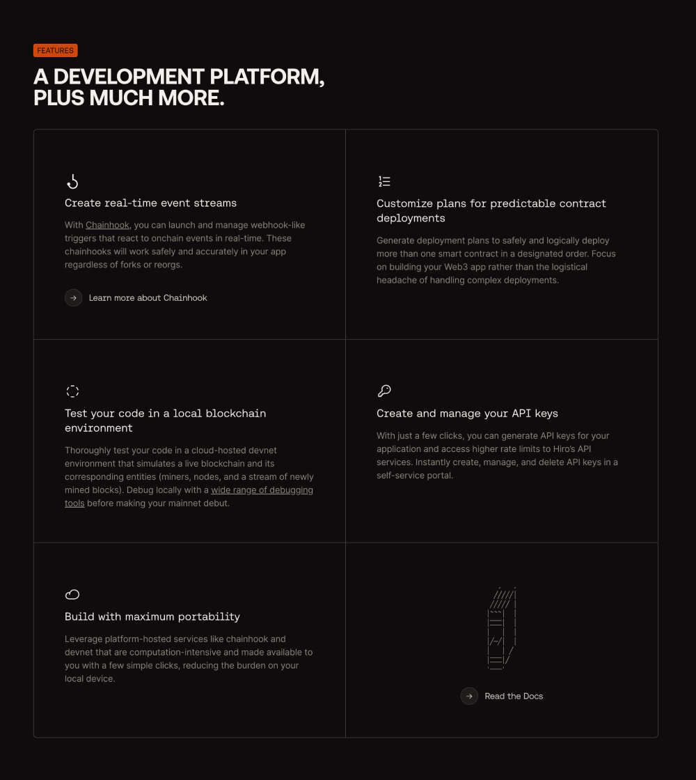 Features · Hiro Platform