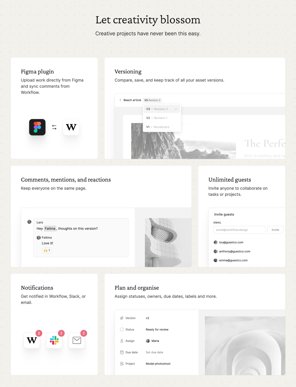 Features, Bento · Workflow