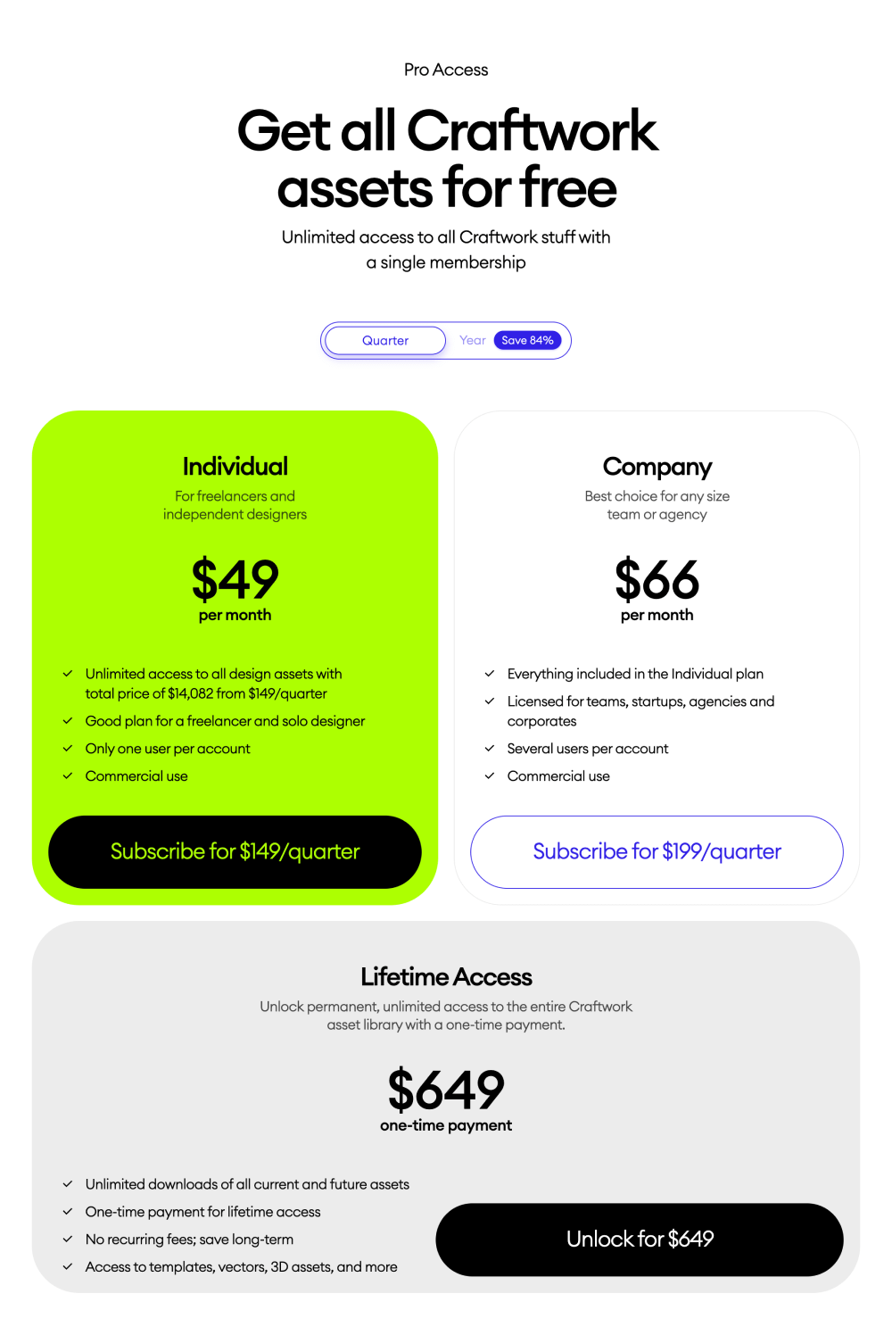 Pricing · Craftwork