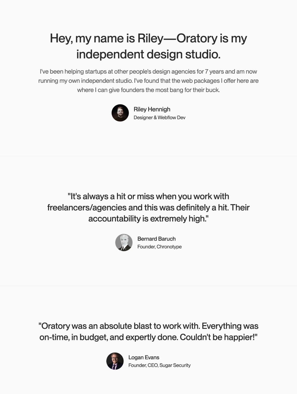 Reviews · Oratory Design Studio