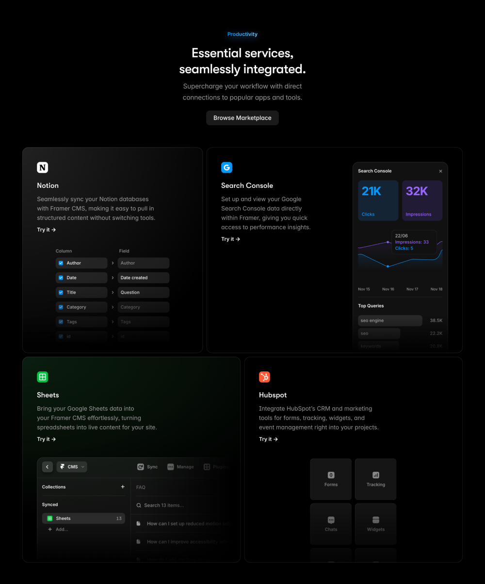 Features, Bento · Framer Plugins