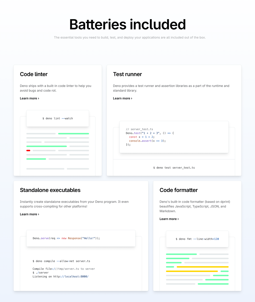 Features, Bento · Deno