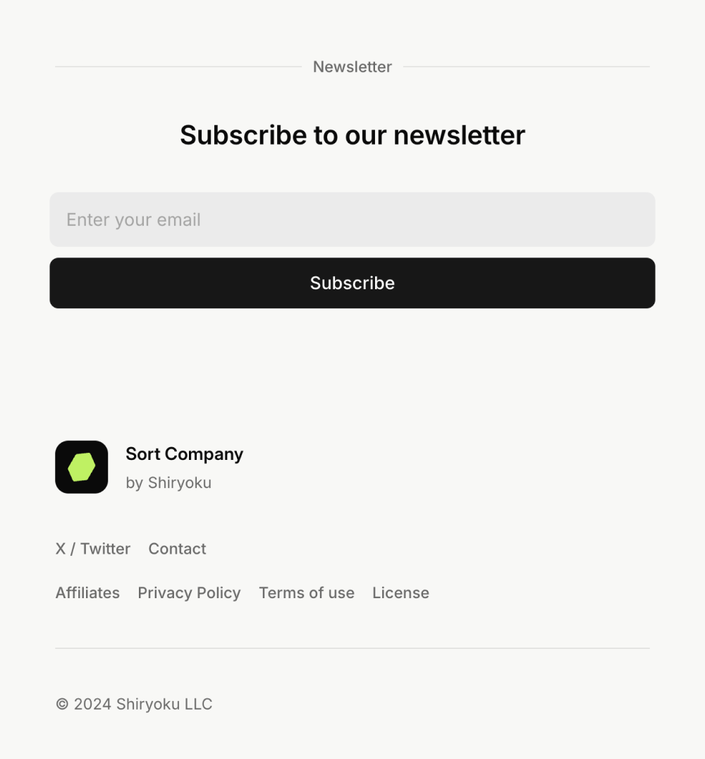 Footer · Sort