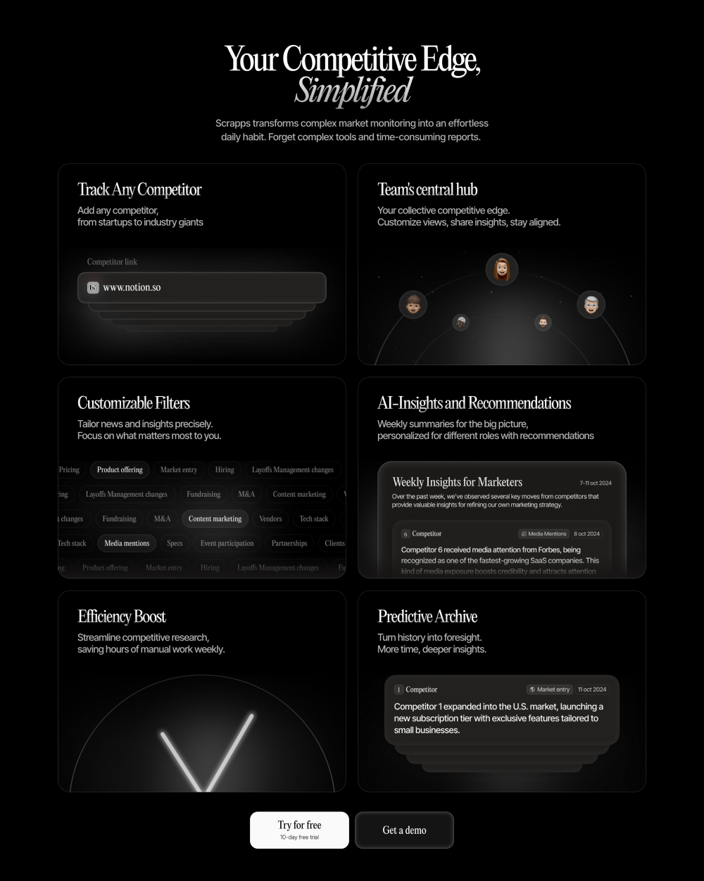 Features, Bento · Scrapps