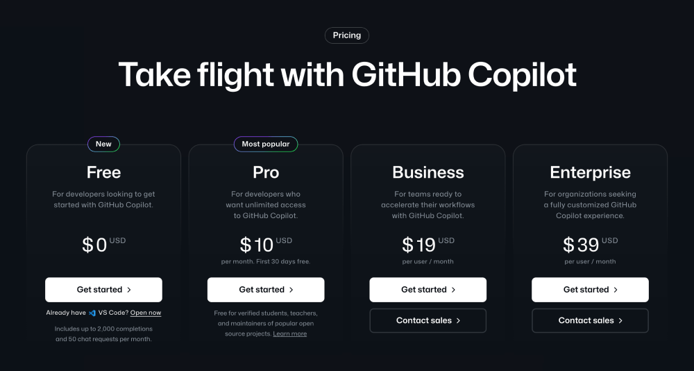 Pricing · GitHub Copilot