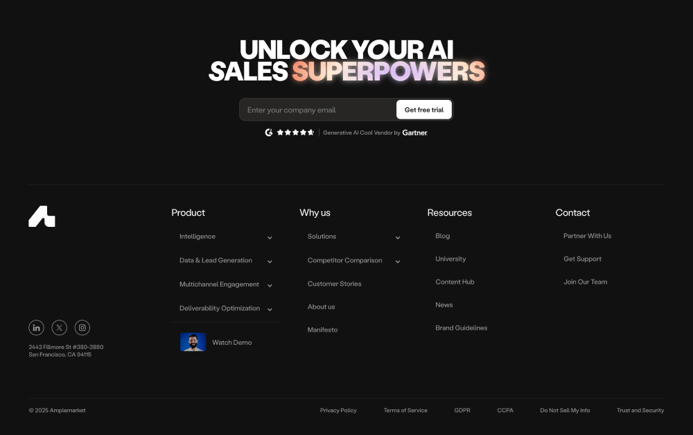 Footer · Amplemarket